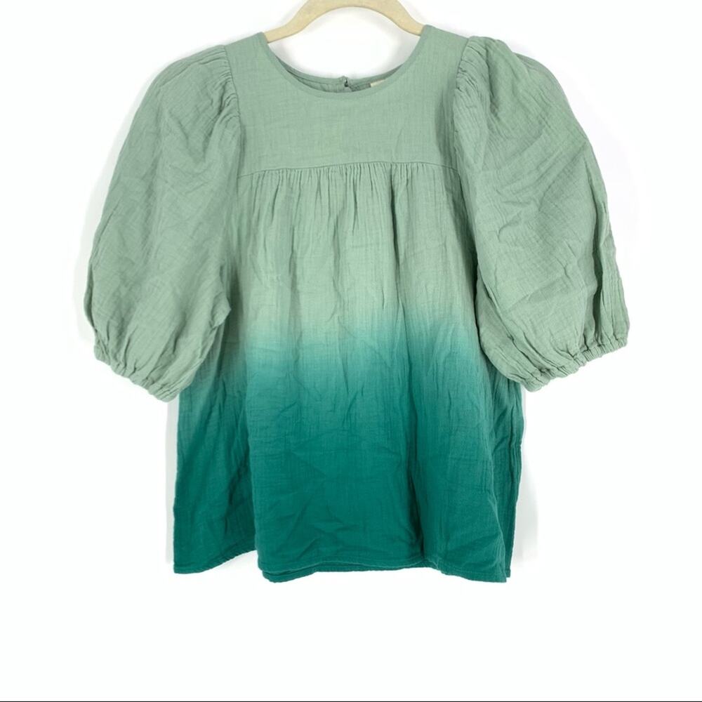 Universal Thread Green Ombré Peasant Blouse 100% Cotton XS